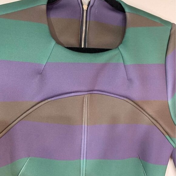 Neoprene Dress. Open Back. Pockets. Size M. A-line. Cocktail Dress. Crew Neck - Picture 2 of 10